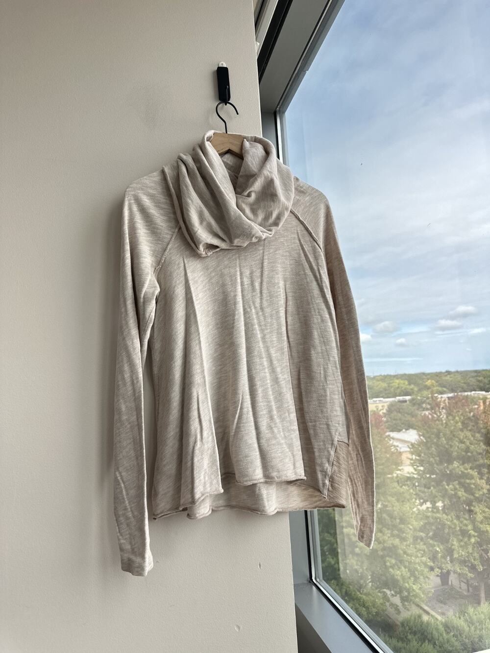 Free People FP Beach 100% Cotton Cocoon Cowl Pullover Heather Tan Sz One Body